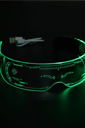 LED Colorful Glowing Rectangular Sunglasses - Futuristic Integrated Design for Parties and Festivals