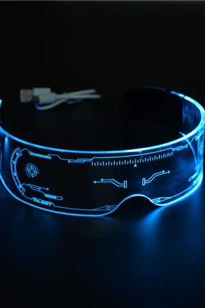LED Colorful Glowing Rectangular Sunglasses - Futuristic Integrated Design for Parties and Festivals