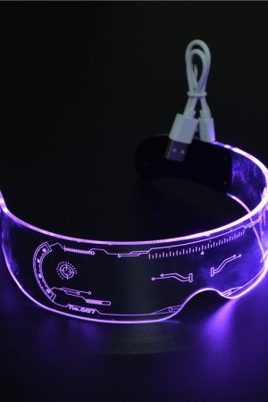 LED Colorful Glowing Rectangular Sunglasses - Futuristic Integrated Design for Parties and Festivals