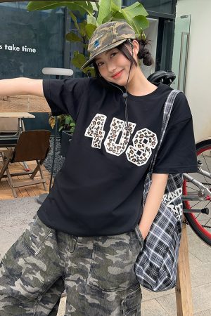 Leopard Print Graphic T-Shirt for Men and Women - Summer Trendy Loose Fit Round Neck Short Sleeve Top, Casual Y2K Style