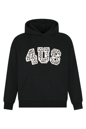 Leopard Print Letter Graphic Hoodie for Men and Women, Trendy Loose Fit for Autumn and Winter, Casual Streetwear Style