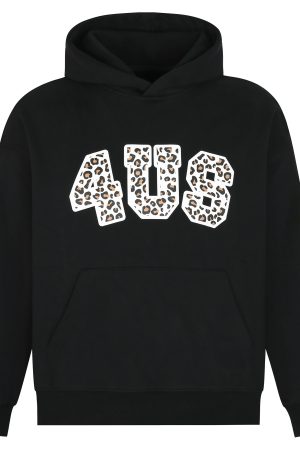 Leopard Print Letter Graphic Hoodie for Men and Women, Trendy Loose Fit for Autumn and Winter, Casual Streetwear Style