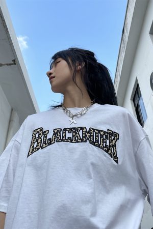 Leopard Print Short Sleeve T-Shirt for Couples - Unisex Hip Hop Style, Embroidered, American Trend, High Street Fashion