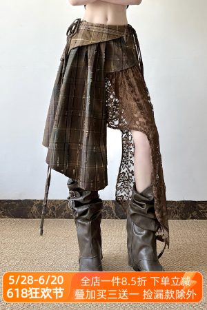 Light Asymmetrical Design Retro Midi Skirt for Women - Wandering Hippie Spliced Niche Style Skirt with 90s Boho Vibes