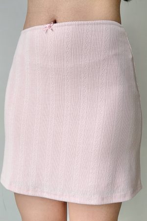 Light Pink Jacquard Midi Skirt for Women - A-Line Bodycon Style, Summer Fashion, European American Influence, Sexy Short Skirt
