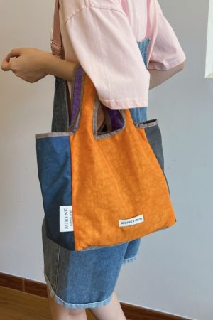 Lightweight Portable Nylon Tote Bag for Women - Large Capacity Foldable Handbag for Summer Outings and Commuting