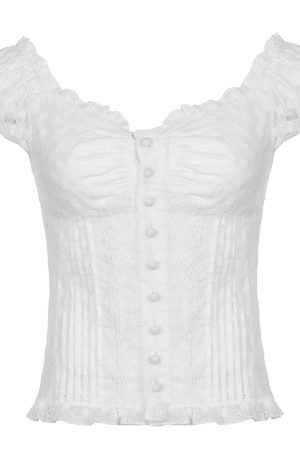 Lightweight Ruffled Chiffon Short-Sleeve Women's T-Shirt - Two-Way Wear, Breathable, Hollow-Out, Pleated, Slimming Style