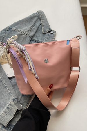 Lightweight Water-Resistant Nylon Bucket Bag - 2025 Spring/Summer Korean Style Dumpling Design, Trendy Women's Fashion Accessory