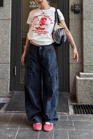 Little Devil Printed Slim Fit Short Sleeve T-Shirt for Women - Trendy Summer Top, Casual Daily Wear, Y2K Style