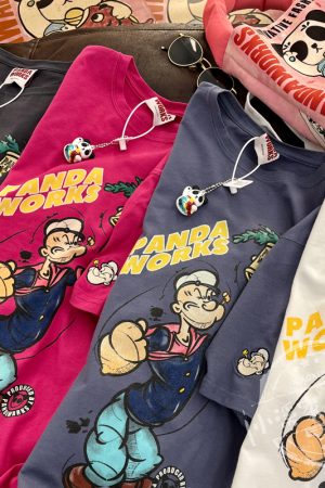 Loose Cartoon Popeye Graphic T-Shirt in Pure Cotton - Casual Short Sleeve Top for Y2K Style Lovers