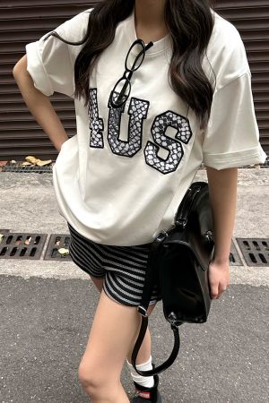 Loose Fit Short Sleeve T-Shirt with Snake Pattern and Embroidered Letters - Spring Summer National Trend for Couples
