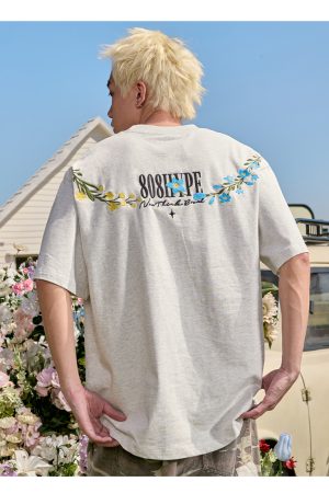 Loose Plus Size Embroidered Short Sleeve T-Shirt - Hip Hop Trendy American Vintage Style for Summer 2025 - Unisex Fashion