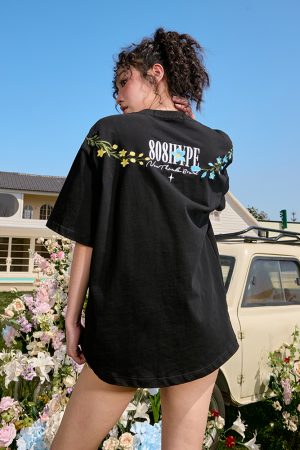 Loose Plus Size Embroidered Short Sleeve T-Shirt - Hip Hop Trendy American Vintage Style for Summer 2025 - Unisex Fashion