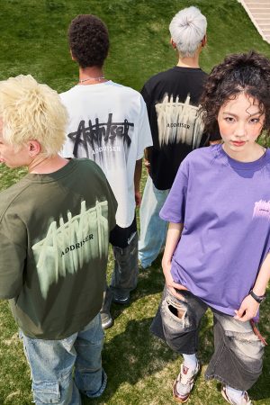 Loose Plus Size Trendy Letter Short Sleeve T-Shirt - Retro Print American Heavyweight Unisex for Summer 2025 Fashion