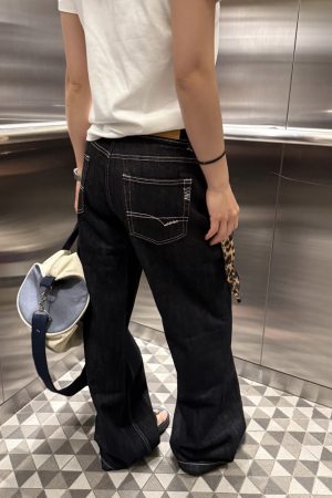 Low-Waist Straight-Leg Wide-Leg Jeans for Women - Trendy Casual High Street Design, Slimming Long Pants for Effortless Style