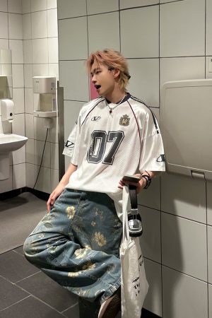 Men's American Retro Graffiti Printed Mesh Short-Sleeve T-Shirt - Summer Loose Half-Sleeve Jersey, Urban Style