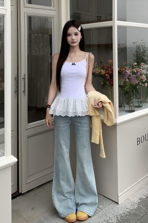 Mid-Waist Flared Jeans for Women - American Style Non-Stick Leg Slimming Pants - Versatile 2025 Spring Fashion