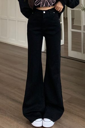 Mid-Waist Flared Jeans for Women - American Style Non-Stick Leg Slimming Pants - Versatile 2025 Spring Fashion