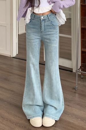 Mid-Waist Flared Jeans for Women - American Style Non-Stick Leg Slimming Pants - Versatile 2025 Spring Fashion