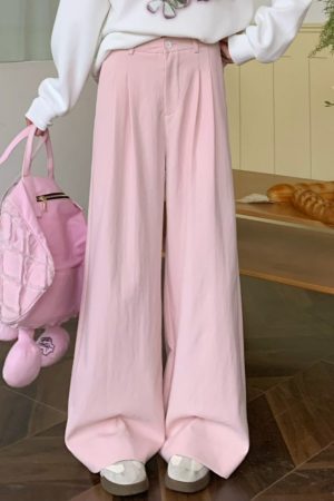 Mid-Waist Loose Slimming Pleated Wide-Leg Trousers for Women - Stylish Non-Selective Leg Type Suit Pants, Perfect for Y2K and Trendy Looks