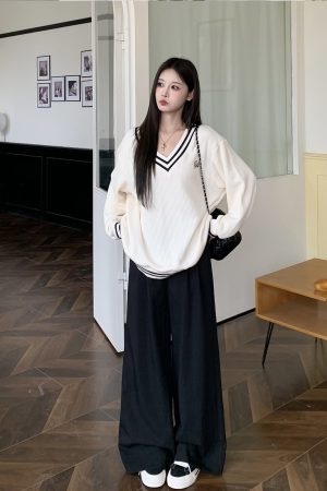Mid-Waist Loose Slimming Pleated Wide-Leg Trousers for Women - Stylish Non-Selective Leg Type Suit Pants, Perfect for Y2K and Trendy Looks