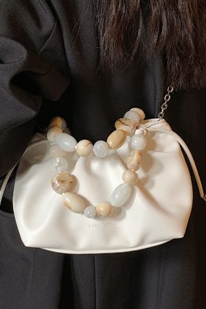 Minimalist Beaded Handbag for Women - Textured Wrinkled Crossbody Bag, Summer 2025 Fashion Essential