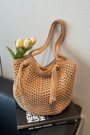 Minimalist Hollow Large-Capacity Tote Bag - Fashionable Summer Beach Vacation Bag 2025