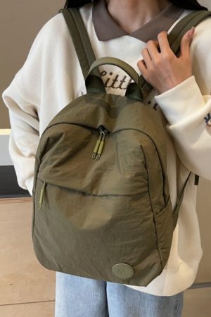 Minimalist Korean-Style Women's Backpack 2025 - Ultra-Light Nylon Fabric Student Book Bag for Travel & Daily Use
