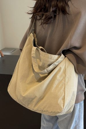 Minimalist Large Capacity Women's Canvas Tote Bag - Versatile Crossbody Design for Lazy Style and Everyday Use