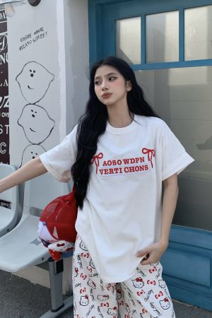 Mint Green Embroidered Short Sleeve T-Shirt for Women - 2025 Summer Lazy Loose Versatile Top - Y2K Style