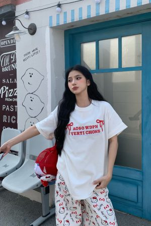 Mint Green Embroidered Short Sleeve T-Shirt for Women - 2025 Summer Lazy Loose Versatile Top - Y2K Style