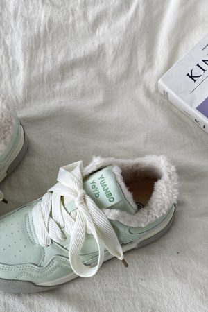 Mint Green Thick-Soled Board Shoes for Women - Versatile Casual Sports Sneakers for Spring 2025, Trendy & Comfortable