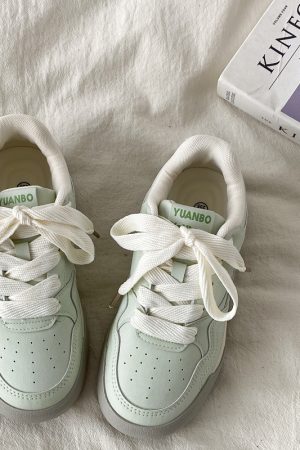 Mint Green Thick-Soled Board Shoes for Women - Versatile Casual Sports Sneakers for Spring 2025, Trendy & Comfortable