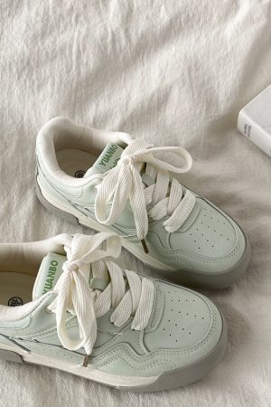 Mint Green Thick-Soled Board Shoes for Women - Versatile Casual Sports Sneakers for Spring 2025, Trendy & Comfortable