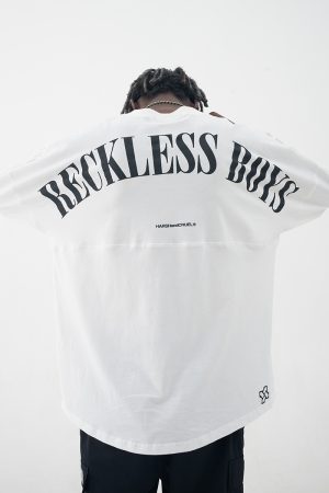 Multicolor Retro Print Loose Long Sleeve T-shirt for Boys - 90s Inspired Streetwear Style