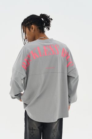 Multicolor Retro Print Loose Long Sleeve T-shirt for Boys - 90s Inspired Streetwear Style