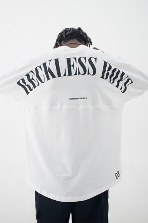 Multicolor Retro Print Loose Long Sleeve T-shirt for Boys - 90s Inspired Streetwear Style