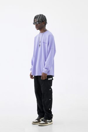 Multicolor Retro Print Loose Long Sleeve T-shirt for Boys - 90s Inspired Streetwear Style