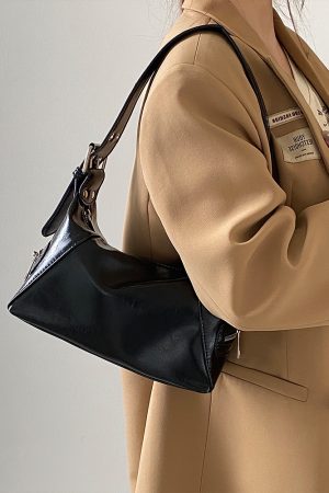 New Women's Motorcycle Underarm Bag, Niche Design Oil Wax Leather Shoulder Tote, Trendy Small Bag for Hot Girl Style