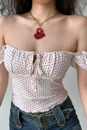 Off-the-Shoulder Polka Dot Camisole Top - Sexy Slim-Fit DIY European-American Style with Poker Pattern for Women