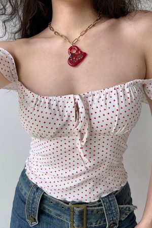 Off-the-Shoulder Polka Dot Camisole Top - Sexy Slim-Fit DIY European-American Style with Poker Pattern for Women