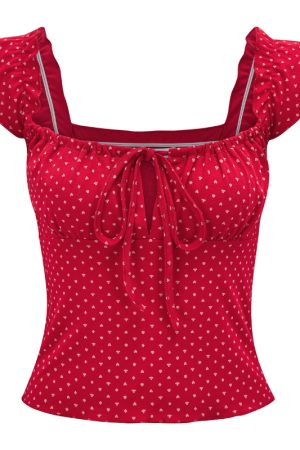 One-Shoulder Tie T-Shirt for Women - Sexy Slim Fit with Ruffled Edges, European American Style, Y2K Short Top