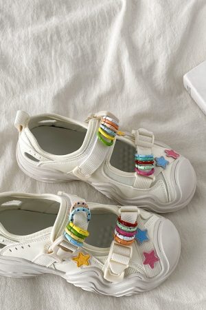 Open-Toe Sports Sandals for Women - 2025 Summer Breathable Ugly-Cute Dad Shoes in White, Trendy Casual Footwear