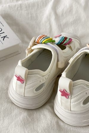 Open-Toe Sports Sandals for Women - 2025 Summer Breathable Ugly-Cute Dad Shoes in White, Trendy Casual Footwear