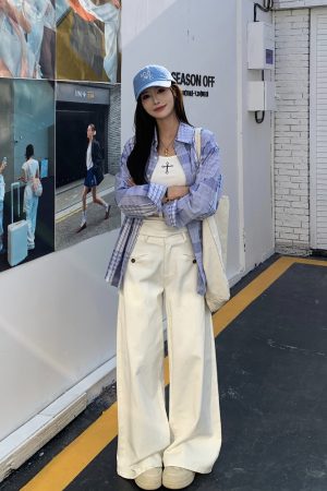 Pear Shape Wide Leg Jeans for Women - Mid Waist Loose Slimming A-Line Workwear Pants - Versatile Floor-Length Style