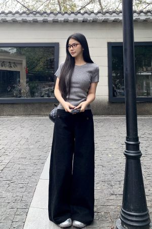 Pear Shape Wide Leg Jeans for Women - Mid Waist Loose Slimming A-Line Workwear Pants - Versatile Floor-Length Style