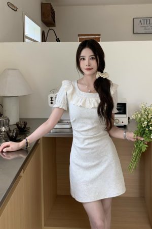 Petite Pear-Shaped French Half-Sleeve Dress - 2025 New Summer Style with Long Skirt for Effortless Elegance