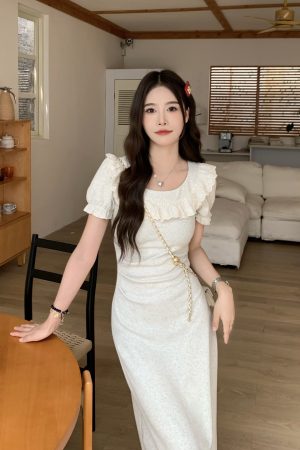 Petite Pear-Shaped French Half-Sleeve Dress - 2025 New Summer Style with Long Skirt for Effortless Elegance