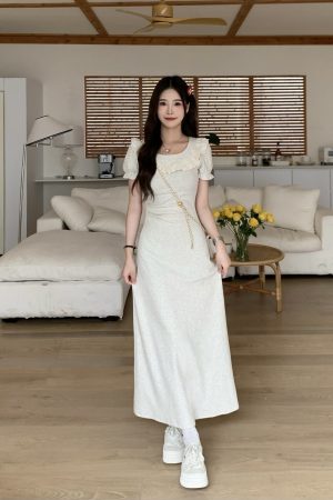 Petite Pear-Shaped French Half-Sleeve Dress - 2025 New Summer Style with Long Skirt for Effortless Elegance