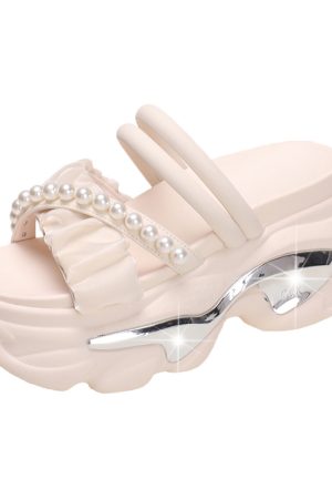 Petite Summer Open-Toe Platform Sandals - Comfortable Thick-Soled Wrinkled Design for Women - Versatile Casual Footwear